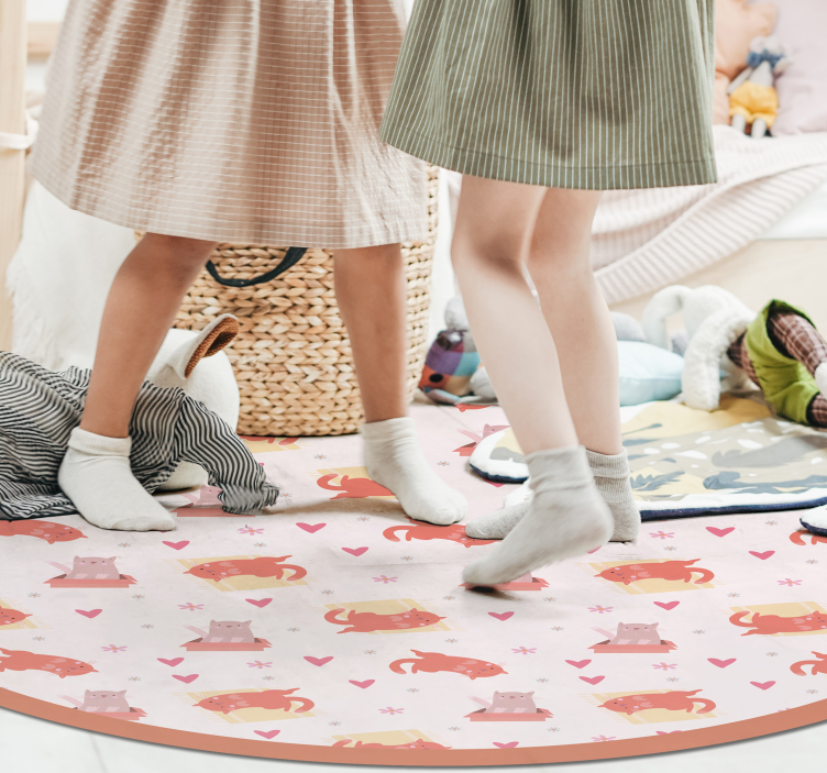 Speels kattenmotief vinyl tapijt baby - TenStickers