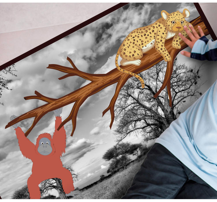 Speelse junglewezens dieren vinyl tapijt - TenStickers