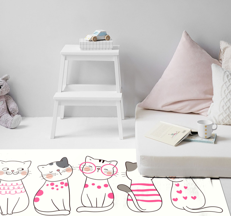 Speelse kattenillustraties vinyl tapijt meer kinderen - TenStickers