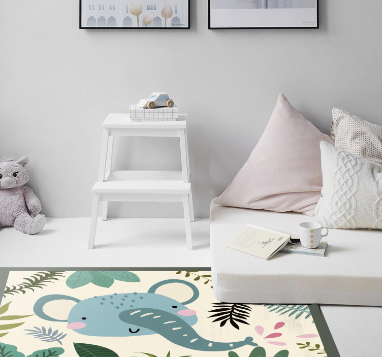 Olifant illustratie vinyl tapijt baby - TenStickers