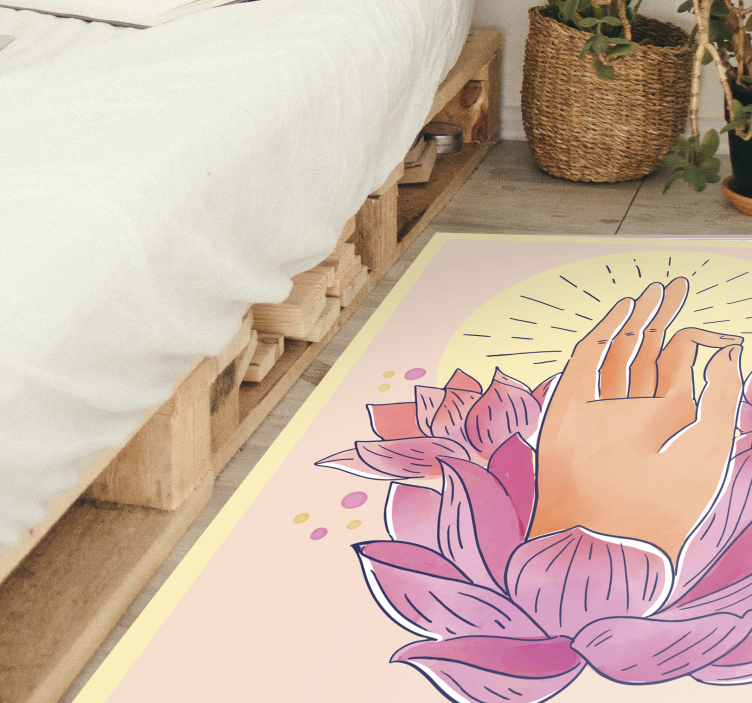 Spirituele bloesem illustratie vinyl tapijt mandala - TenStickers