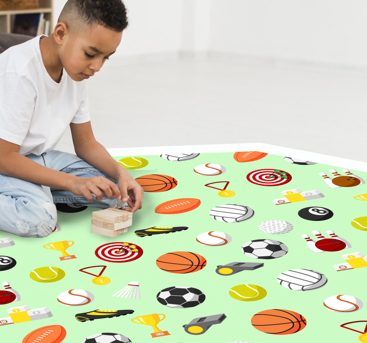 Sport thema vinyl tapijt spel - TenStickers