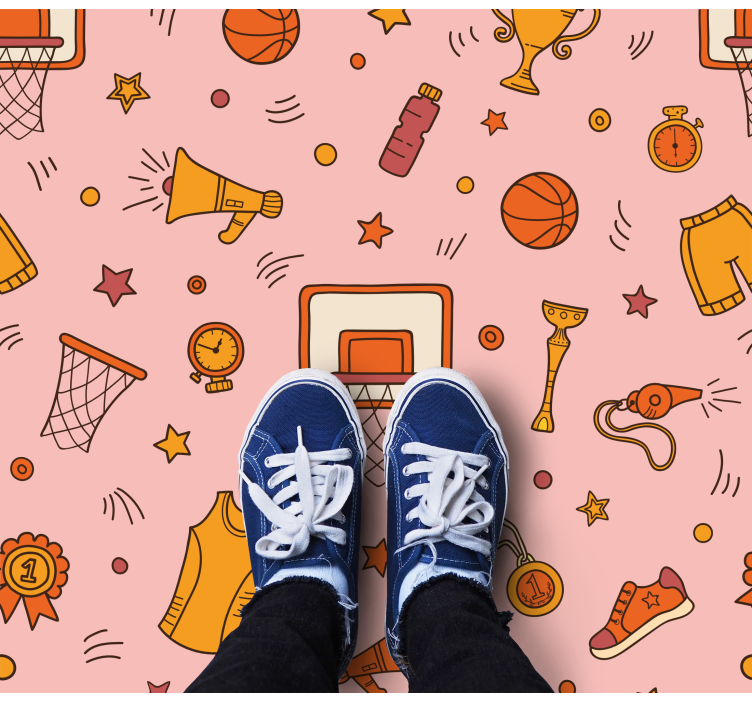 Sportieve leuke elementen vinyl tapijt spel - TenStickers