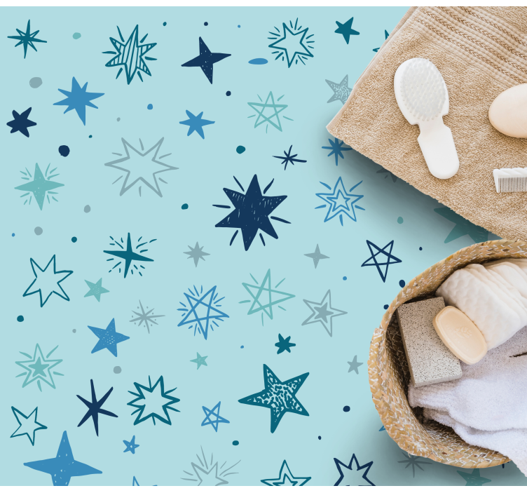 Blauw nachtpatroon vinyl tapijt sterren - TenStickers