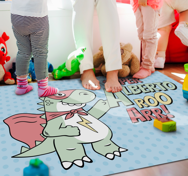 Superheld dinosaurus vinyl tapijt meer kinderen - TenStickers