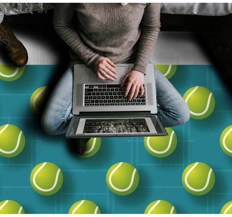 Tennisbal patroon vinyl tapijt tiener - TenStickers