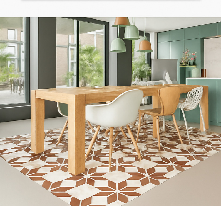 Terracotta stertegel vinyl tapijt eetkamer - TenStickers
