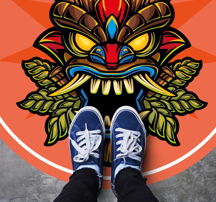 Tiki-masker vinyl tapijt tiener - TenStickers