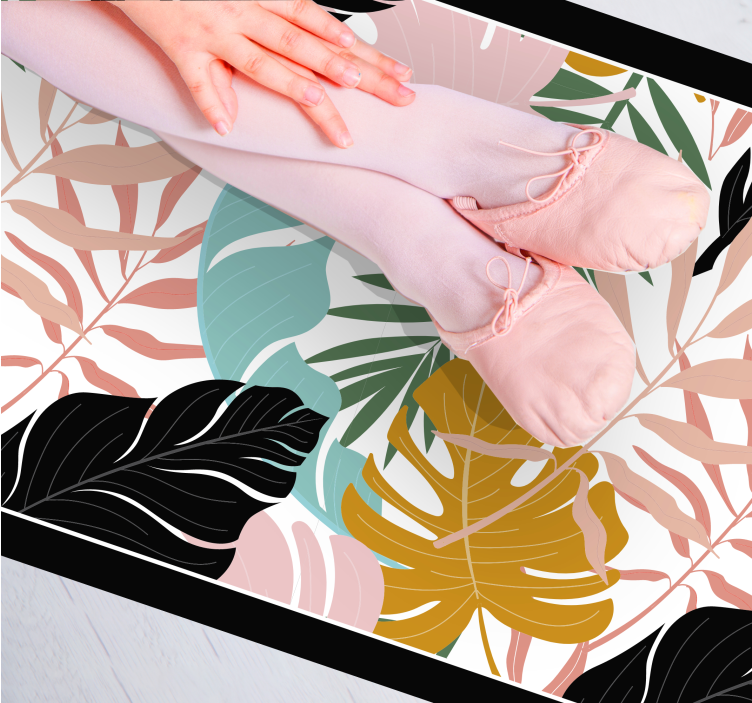 Tropisch bladpalet vinyl tapijt natuur - TenStickers