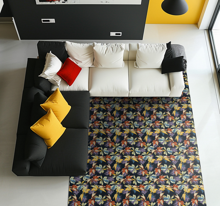 Tropisch botanisch vinyl tapijt bloemen en planten - TenStickers