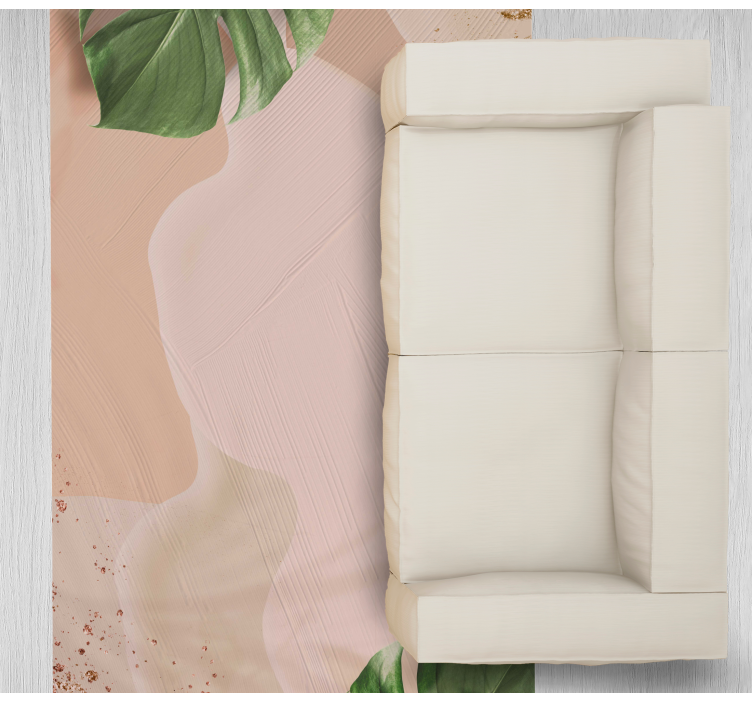 Tropische blad blush vinyl tapijt woonkamer - TenStickers