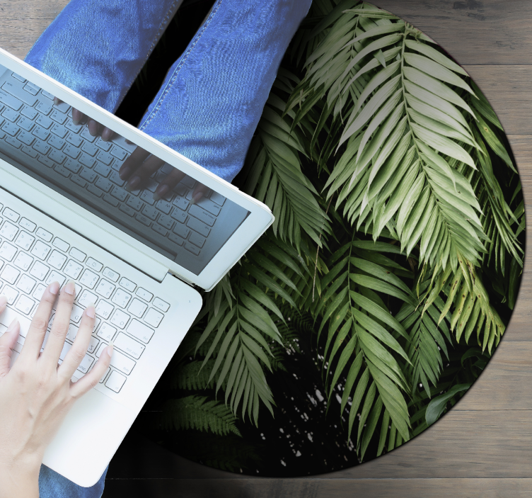 Tropische bladcirkel vinyl tapijt bloemen en planten - TenStickers