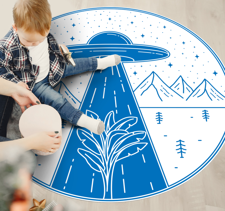 Ufo avontuur vinyl tapijt meer kinderen - TenStickers