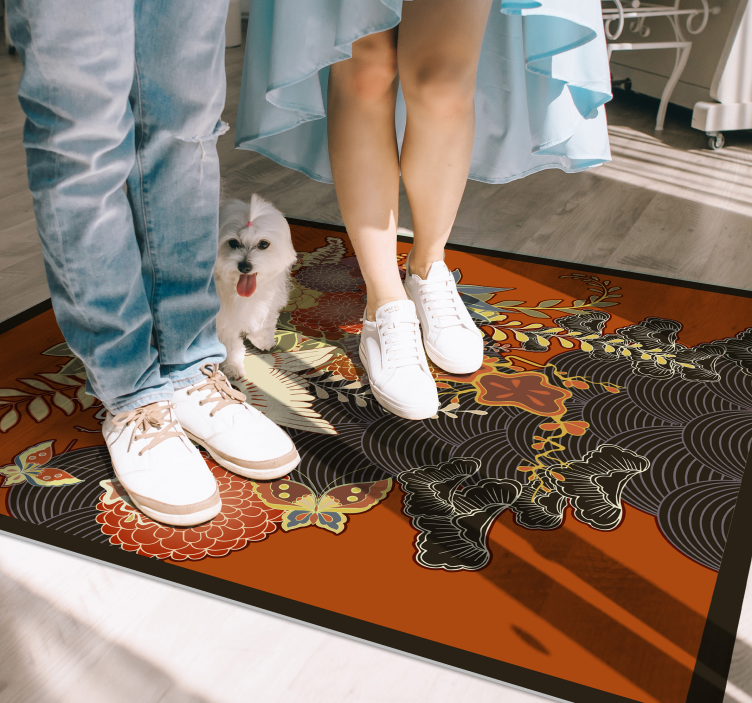 Uitgebreid botanisch element vinyl tapijt bloemen en planten - TenStickers