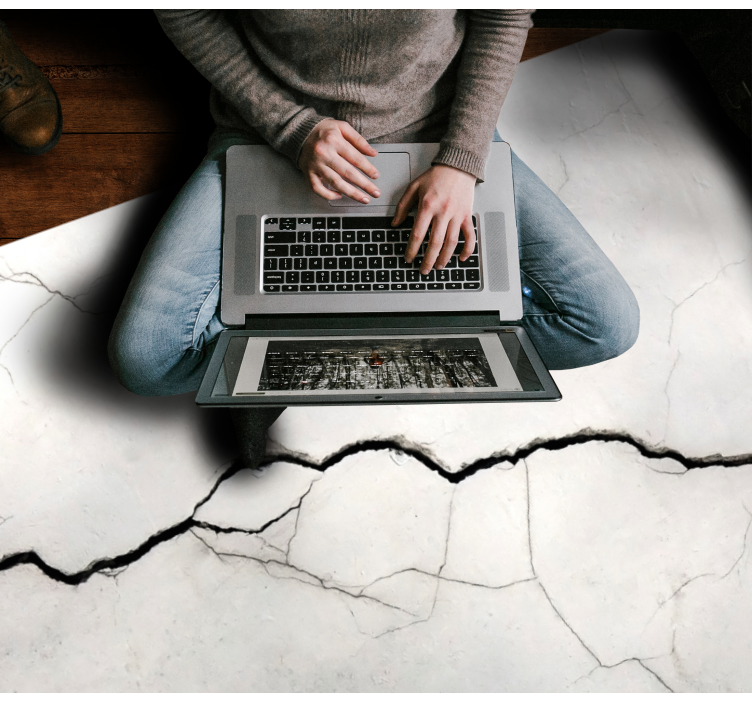 Gekreukte witte imitatie marmeren vinyl tapijt - TenStickers