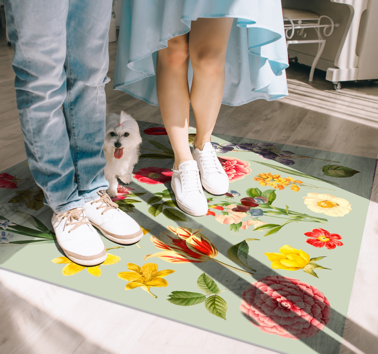 Vinyl tapijt bloemen en planten botanische collectie - TenStickers