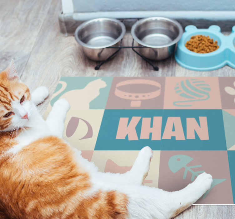 Vinyl tapijt dieren kat gepersonaliseerd - TenStickers
