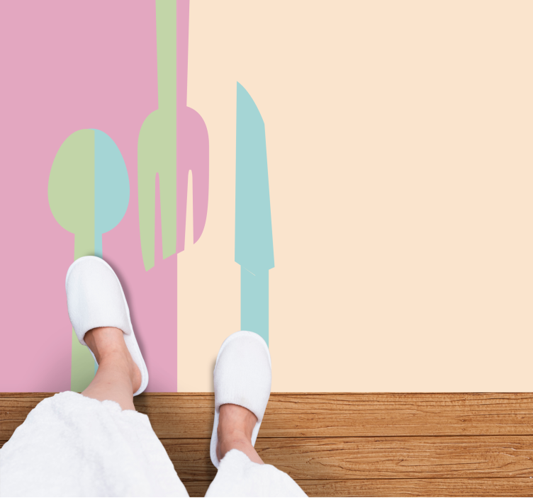 Vinyl tapijt keuken stijlvolle keukengerei silhouetten - TenStickers