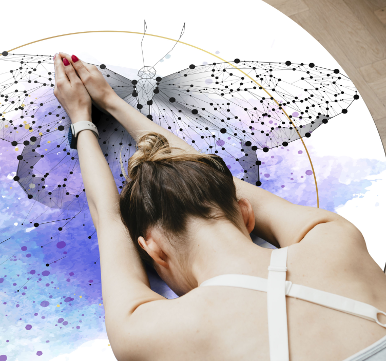 Vlinder aquarel vinyl tapijt bloemen en planten - TenStickers