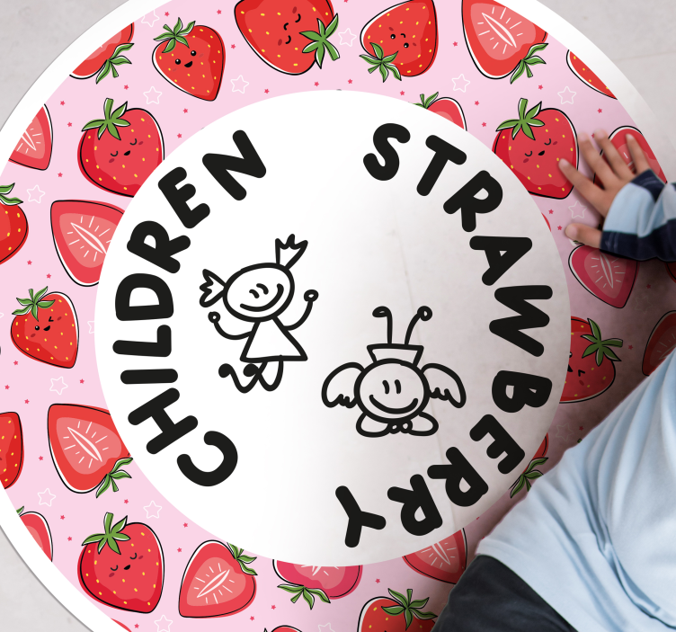 Aardbei en kinderen vinyl tapijt keuken - TenStickers