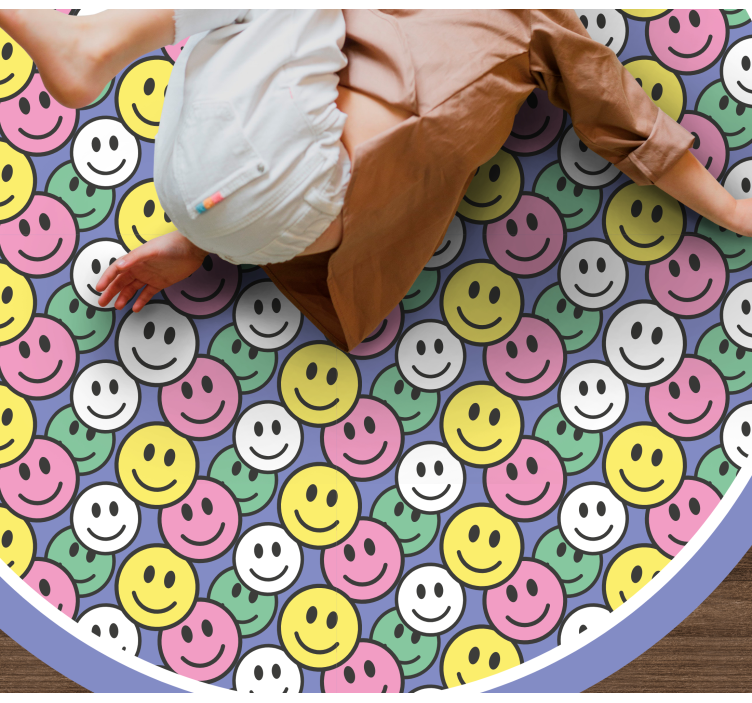 Vrolijke smileygezichten vinyl tapijt meer kinderen - TenStickers