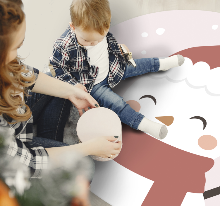 Vrolijke sneeuwpop vinyl tapijt kerstmis - TenStickers