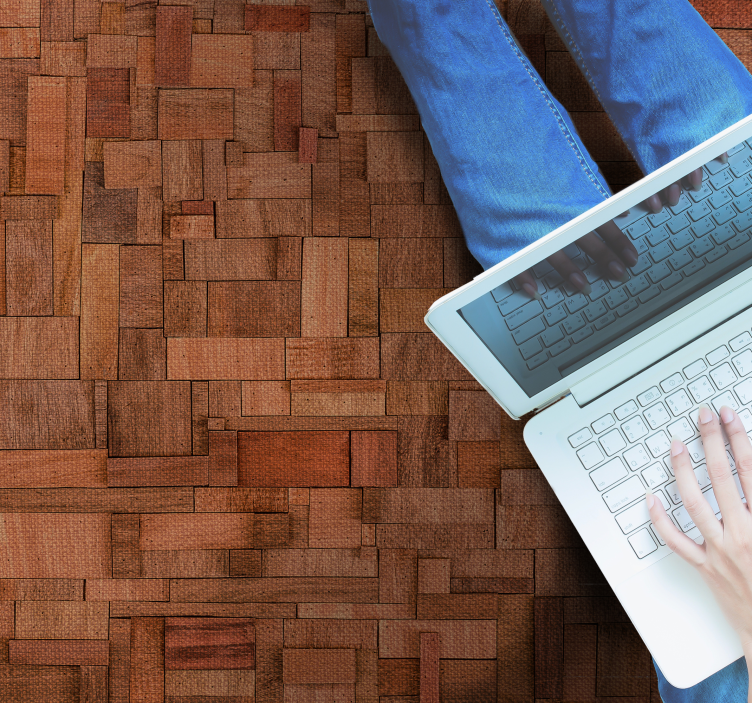 Warm blokpatroon vinyl tapijt houtstructuur - TenStickers