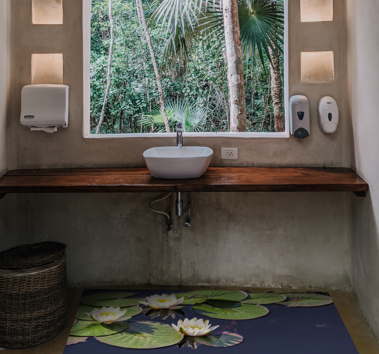 Waterlelie embleem vinyl tapijt bloemen en planten - TenStickers