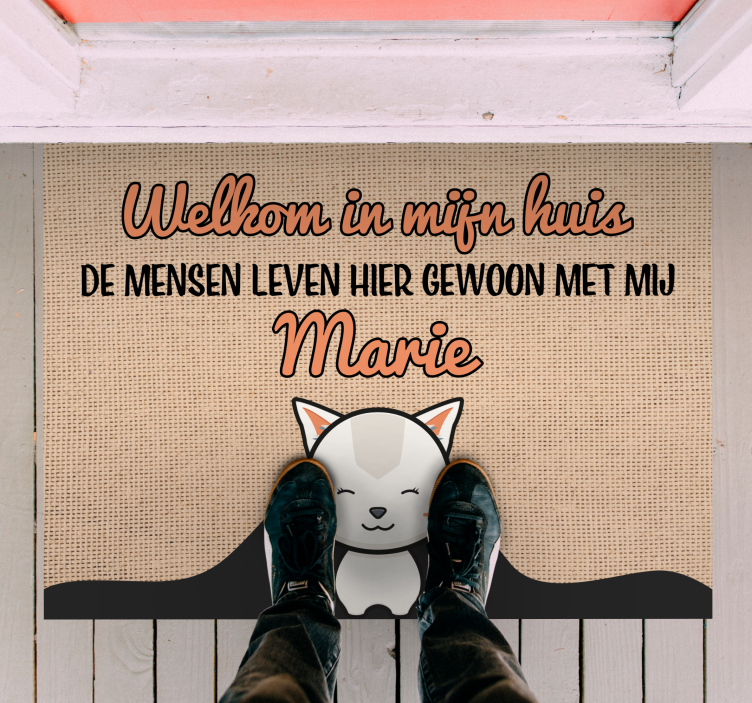Welkom in mijn huis vinyl tapijt met naam - TenStickers