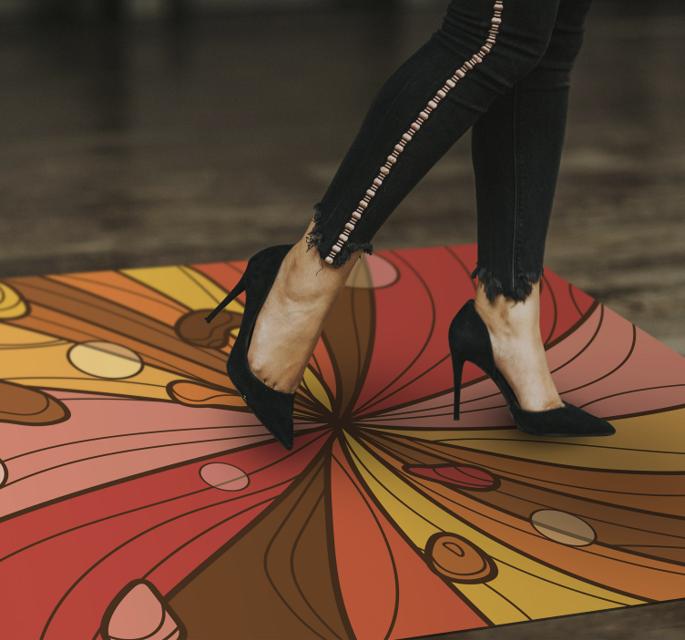 Wervelende bloem vinyl tapijt antiek - TenStickers