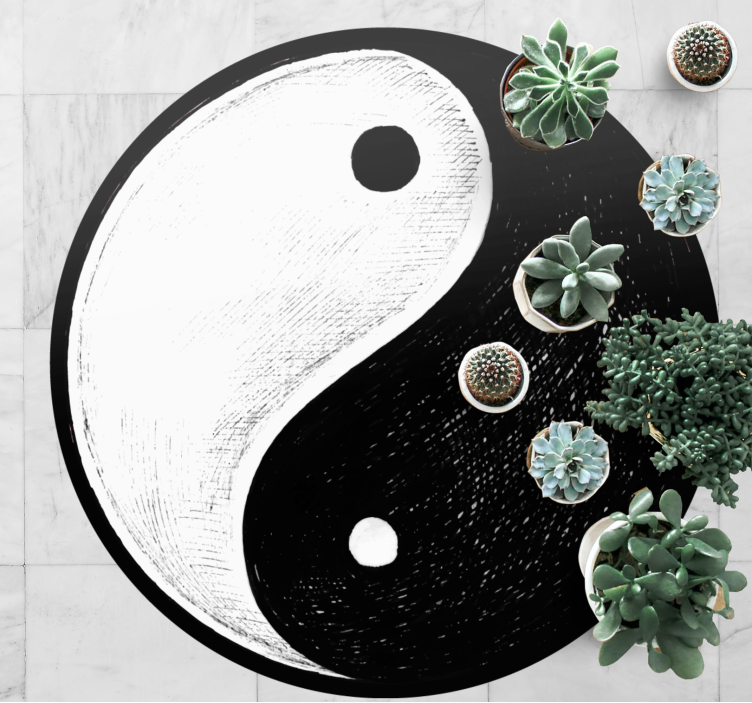 Yin yang-symbool vinyl tapijt rond - TenStickers