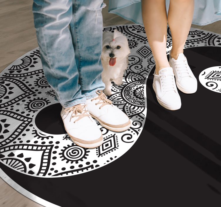 Yin yang symmetrie vinyl tapijt mandala - TenStickers