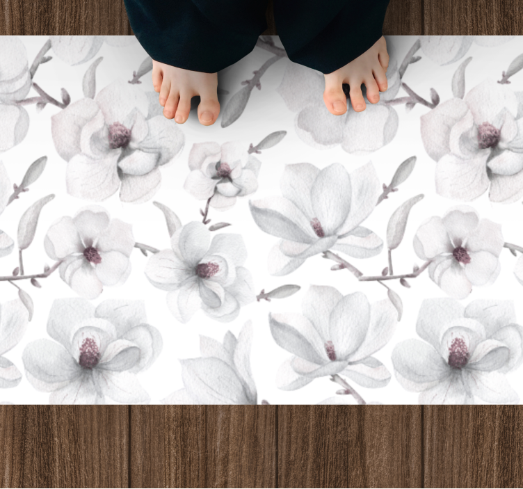 Zacht grijs concept vinyl tapijt bloemen en planten - TenStickers