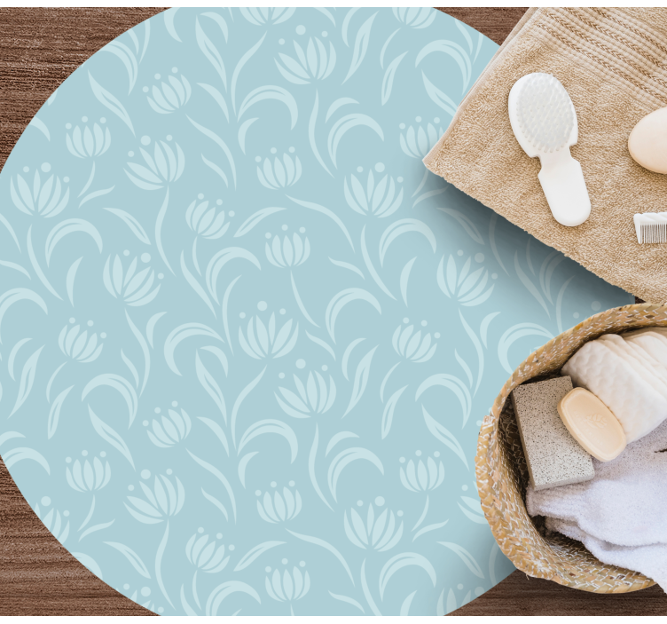 Blauw zacht patroon vinyl tapijt bloemen en planten - TenStickers