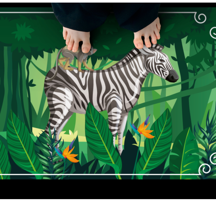 Zebra en aap dieren vinyl tapijt - TenStickers