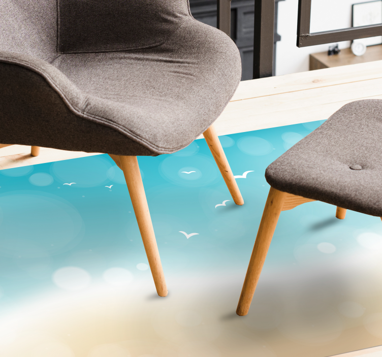 Zeebries vinyl tapijt woonkamer - TenStickers