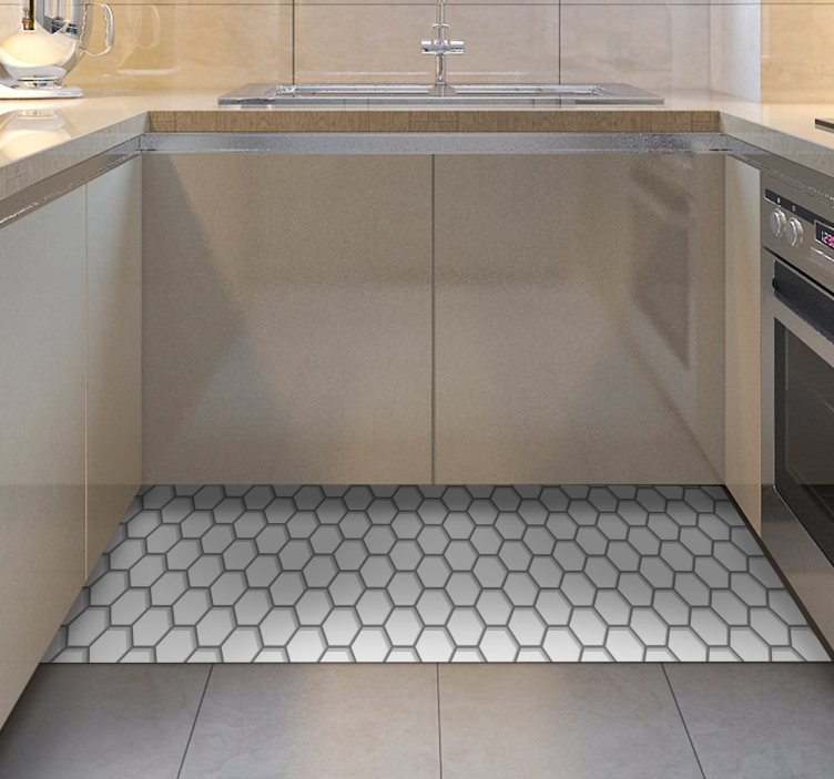 Zeshoekige betegeling vinyl tapijt keuken - TenStickers