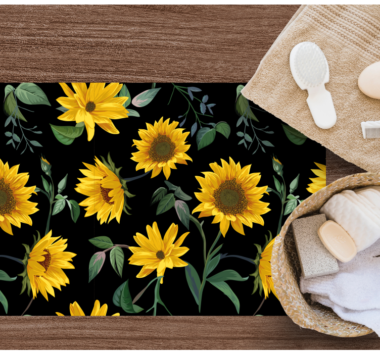 Zonnebloem bloemenpatroon vinyl tapijt bloemen en planten - TenStickers