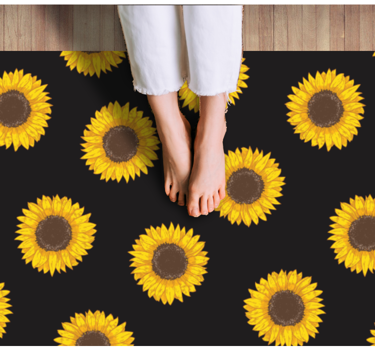 Zonnebloempatroon vinyl tapijt bloemen en planten - TenStickers