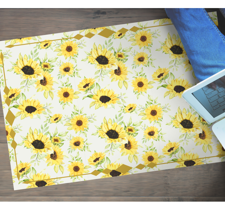 Zonnig bloemenpatroon vinyl tapijt bloemen en planten - TenStickers