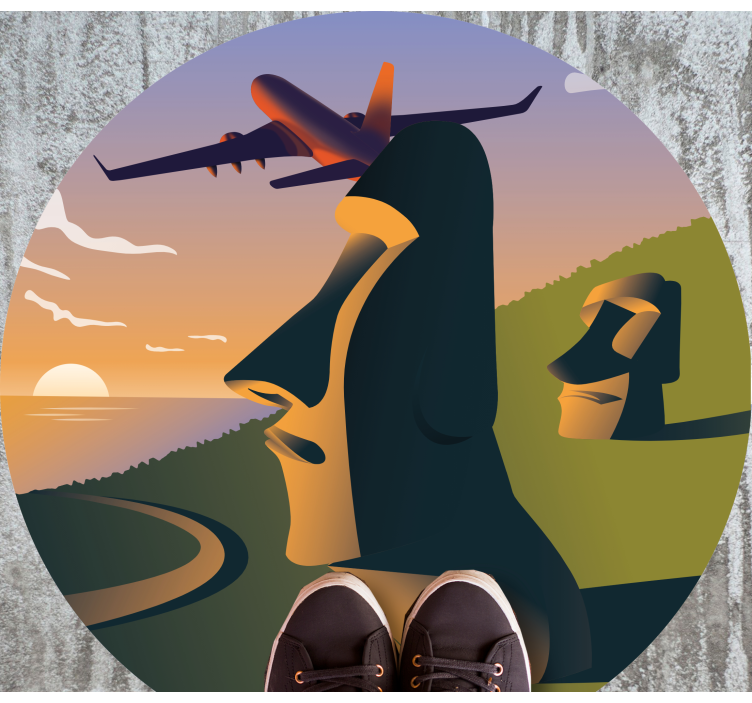Zonsondergang op paaseiland vinyl tapijt rond - TenStickers