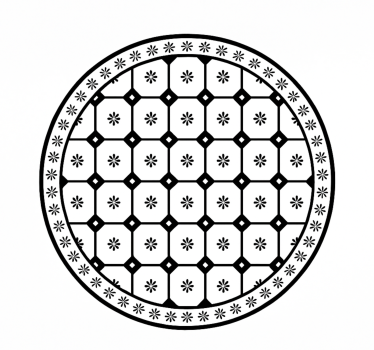 Zwart-wit tegelpatroon vinyl tapijt eetkamer - TenStickers
