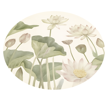 Waterige botanische bloei vinyl tapijt eetkamer - TenStickers