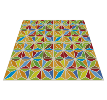 Caleidoscopische geometrische tegel vinyl tapijt eetkamer - TenStickers