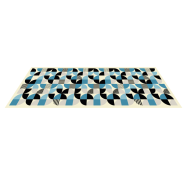 Vinyl tapijt eetkamer retro blauw bauhaus patroon - TenStickers