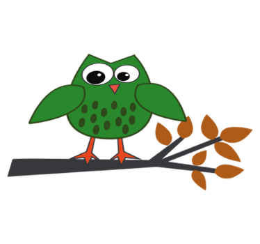 Vinyl tapijt kind groene uil op een tak - TenStickers