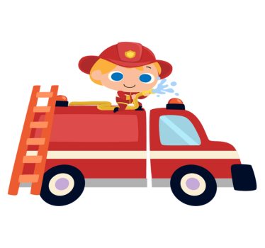 Vinyl tapijt kind brandweerman rode auto - TenStickers