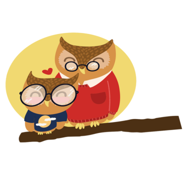 Vinyl tapijt kind uil vader en zoon - TenStickers
