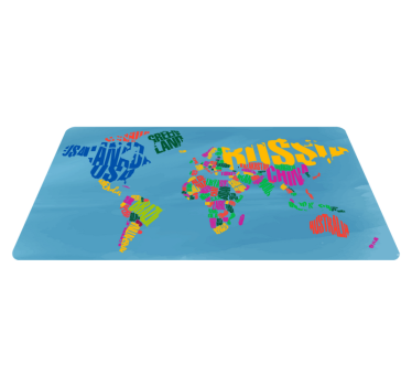 Kleurrijke kaartmontage vinyl tapijt wereldkaart - TenStickers