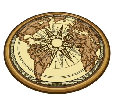 Kompas wereldatlas vinyl tapijt wereldkaart - TenStickers